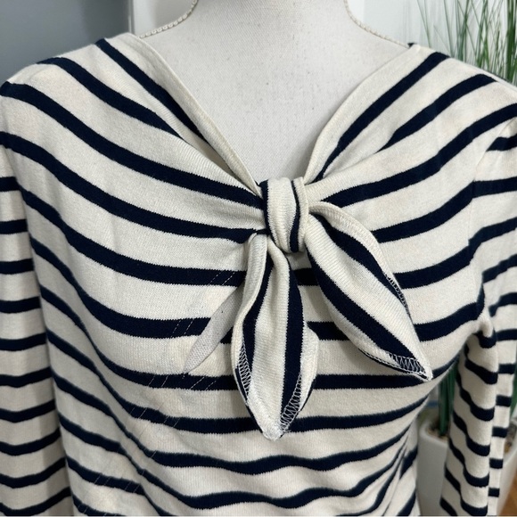 Derek Lam Ivory Navy Striped Knotted Crop Top SZ Medium Nautical Designer EUC - Picture 3 of 8